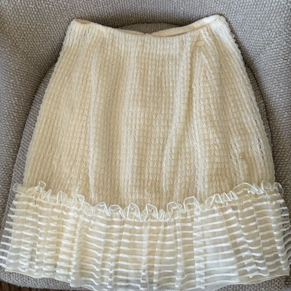 CHANEL Cream Textured Skirt